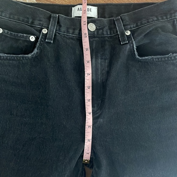 Agolde Black Distressed High Rise Straight Leg Fray Hem Cherie Jeans | 28 - Picture 4 of 10